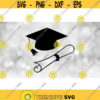 Educational Clipart Black Simple Easy Senior Graduation Mortarboard Cap Tassel Diploma Scroll for Graduates Digital Download SVG PNG Design 1603