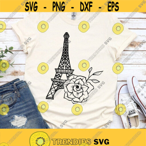 Eiffel Tower Rose Svg Floral Eiffel Tower Svg Paris Svg Floral Svg Files Eiffel Tower with Flower Svg Png Dxf Eps Files Instant Download Design 123