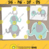 Elephant SVG. Nursery SVG Bundle Clipart Cut Files. Green Mint Grey Baby Elephant Wall Art Baby Room Decor Digital dxf eps png jpg pdf Design 802