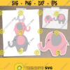Elephant SVG. Nursery SVG Bundle Clipart Cut Files. Pink Grey Baby Elephant Wall Art Baby Girl Room Decor Digital dxf eps png jpg pdf Design 658