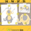 Elephant SVG. Nursery SVG Bundle Clipart Cut Files. Yellow Grey Baby Elephant Wall Art Unisex Baby Room Decor Digital dxf eps png jpg pdf Design 602