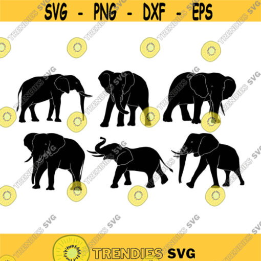 Elephant Silhouette Decal Files cut files for cricut svg png dxf Design 304