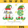 Elf SVG Dxf Christmas Monogram Frame Cute Holidays Elf Hat and Shoe Feet For Name Label Frame svg dxf Files for Cricut Clipart copy