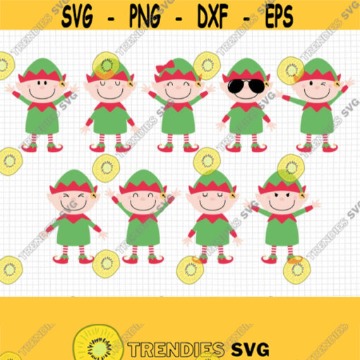 Elf SVG. Kids Cartoon Elves Clipart. Christmas Cut Files. Vector Files for Cutting Machine png dxf eps jpg pdf Digital Instant Download Design 777