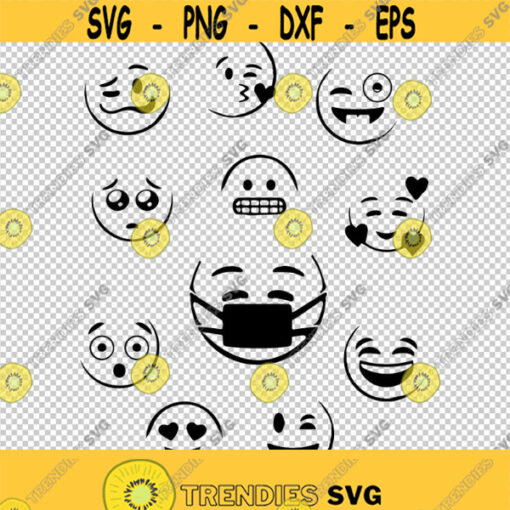 Emojis Funny Faces Stamp Face Mask Emoji SVG PNG EPS File For Cricut Silhouette Cut Files Vector Digital File