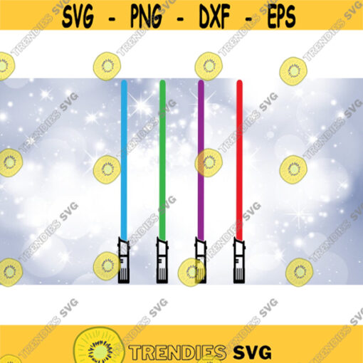 Entertainment Clipart 4 Types of Jedi Light Sabers on One Sheet Blue Green Purple Red Inspired by Star Wars Digital Download SVGPNG Design 160