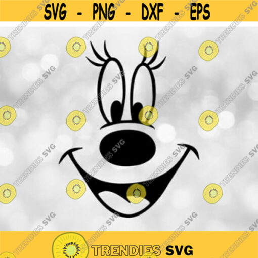 Entertainment Clipart Black Big Smiley Smiling Face with Eyes Nose Mouth Inspired by Traditional Minnie Mouse Digital Download SVGPNG Design 219