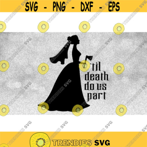 Entertainment Clipart Black Bride and Axe with Til Death Do Us Part Words Cutout Inspired by Haunted Mansion Digital Download SVG PNG Design 433