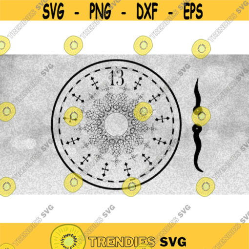 Entertainment Clipart Black Grandfather Clock Face w Number 13 SecondMinute Hands Inspired by Haunted Mansion Digital Download SVGPNG Design 574