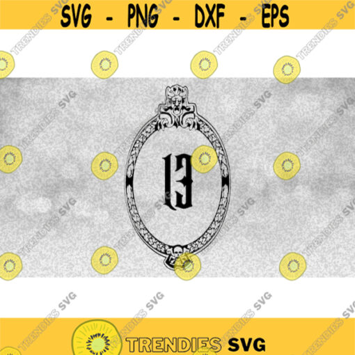 Entertainment Clipart Black Haunted Mansion Oval Frame Sign with Number 13 Inspired by the Theme Park Ride Digital Download SVGPNG Design 1002