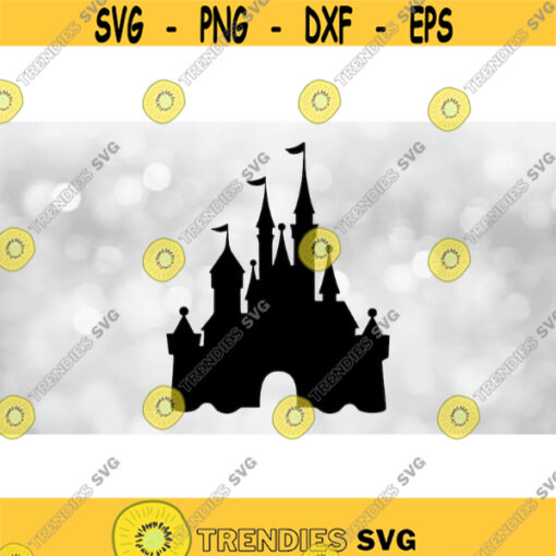 Entertainment Clipart Black Magic Kingdom Castle Silhouette with Doorway Cutout Inspired by Movies Theme Park Digital Download SVGPNG Design 486