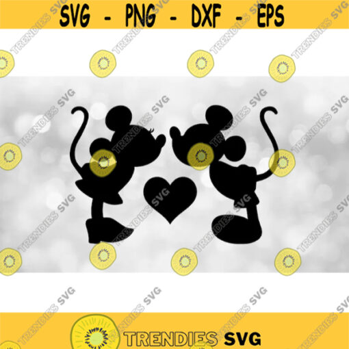 Entertainment Clipart Black Mouse Kissing Pose w Heart for Love or Valentines Day Inspired by Minnie Mickey Digital Download SVGPNG Design 179