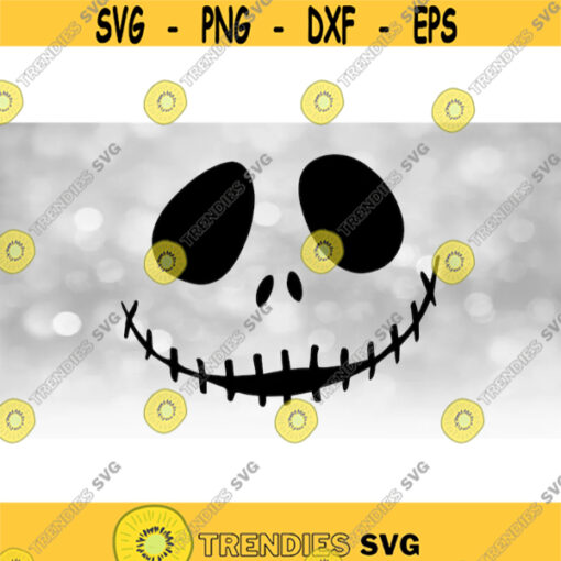 Entertainment Clipart Black Outline of Jack Skellington Nice Smile Face Inspired by Nightmare Before Christmas Digital Download SVG PNG Design 505
