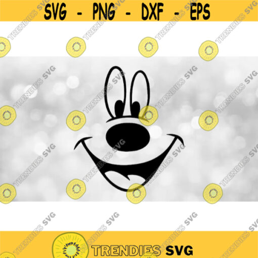 Entertainment Clipart Black Smiley Smiling Face with Eyes Nose Mouth Inspired by Traditional Mickey Mouse Digital Download SVG PNG Design 392