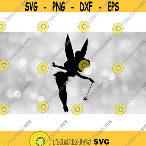 Entertainment Clipart Black Tinkerbell Fairy with Magic Wand Inspired by Movie Peter Pan Faith Trust Pixiedust Digital Download SVGPNG Design 542