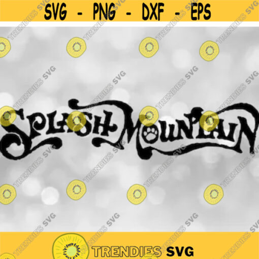 Entertainment Clipart Black Words Splash Mountain in Watery Lettering Type Inspired by Theme Park Ride Digital Download SVG PNG Design 389