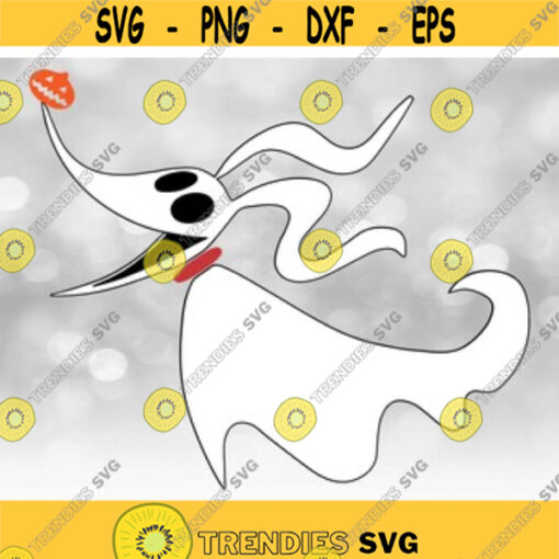 Entertainment Clipart BlackWhiteOrangeRed Zero Dog Ghost Silhouette Inspired by Nightmare Before Christmas Digital Download SVG PNG Design 210