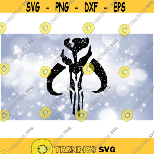 Entertainment Clipart DistressedGrunge Black Mandalorian Symbol BanthaMythosaur Skull Inspired by Star Wars Digital Download SVGPNG Design 959