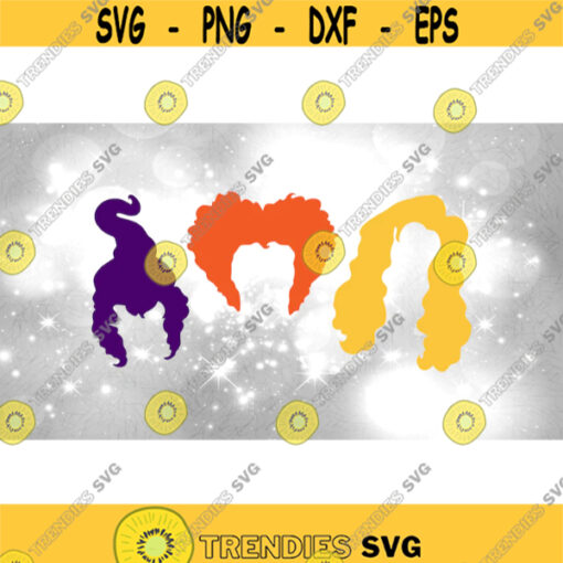 Entertainment Clipart Hair Silhouettes of Sanderson Sisters Winifred Sarah Mary Inspired by Movie Hocus Pocus Digital Download SVGPNG Design 1452