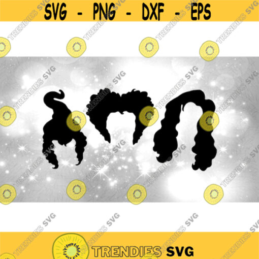 Entertainment Clipart Hair Silhouettes of Sanderson Sisters Winifred Sarah Mary Inspired by Movie Hocus Pocus Digital Download SVGPNG Design 1453
