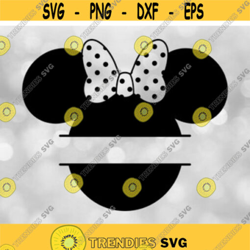 Entertainment Clipart Split Black Mouse HeadEars Silhouette Name Frame with Bow Inspired by Traditional Minnie Digital Download SVGPNG Design 187
