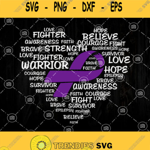 Epilepsy Awareness Svg Being Strong Epilepsy Awawreness Svg Heart Epilepsy Svg