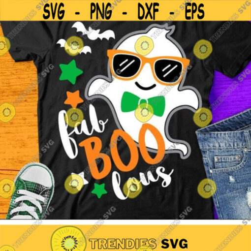 Fab BOO Lous Svg Halloween Svg Boy Ghost Svg Dxf Eps Png Spooky Svg Boys Cut Files Kids Clipart Baby Costume Silhouette Cricut Design 2266 .jpg