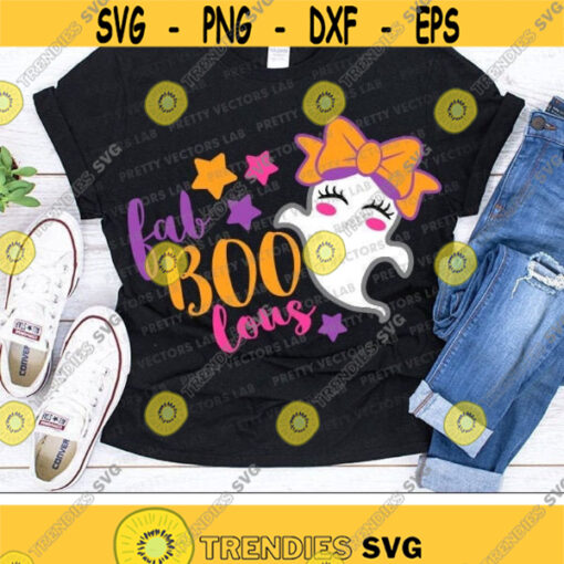 Fab BOO Lous Svg Halloween Svg Girl Ghost Svg Dxf Eps Png Girls Cut Files Spooky Clipart Kids Svg Baby Costume Silhouette Cricut Design 1784 .jpg