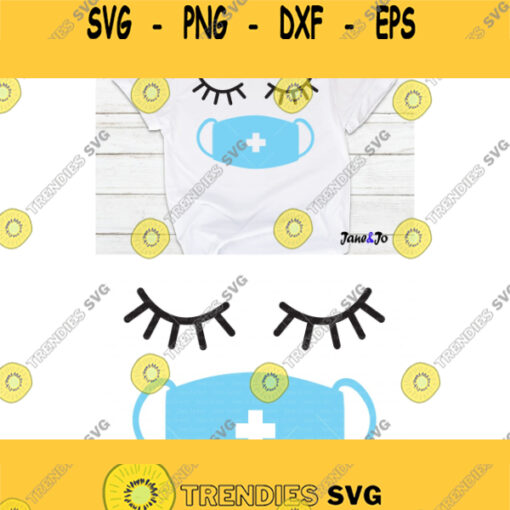 Face Mask SVG ClipartEyelashes with facemask Svg file Silhouette Circut cutting fileIron on transferQuarantine Mask svgSurgical mask Design 338