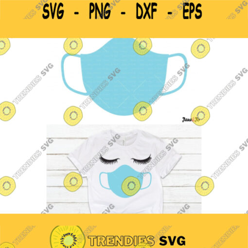 Face Mask SVG ClipartEyelashes with facemask Svg file Silhouette Circut cutting fileIron on transferQuarantine Mask svgSurgical mask Design 358