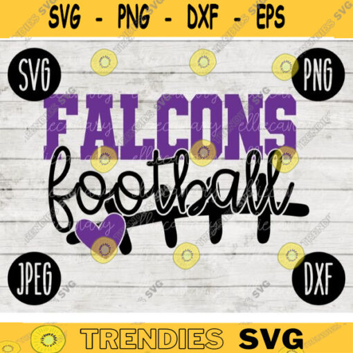 Falcons Football SVG Team Spirit Heart Sport png jpeg dxf Commercial Use Vinyl Cut File Mom Dad Fall School Pride Cheerleader Mom 2216