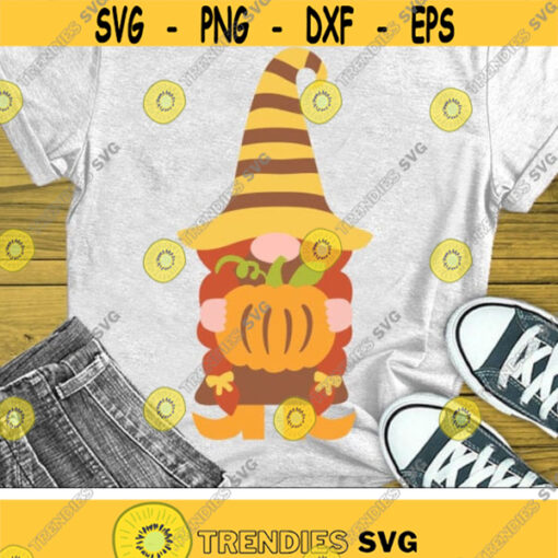 Fall Gnome Girl Svg Fall Cut File Gnome with Pumpkin Svg Dxf Eps Png Thanksgiving Svg Autumn Farmhouse Svg Halloween Silhouette Cricut Design 2708 .jpg