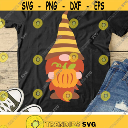 Fall Gnome Svg Fall Cut File Gnome with Pumpkin Svg Autumn Farmhouse Sign Svg Thanksgiving Svg Dxf Eps Png Halloween Silhouette Cricut Design 3090 .jpg