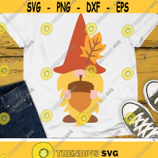 Fall Gnome Svg Fall Cut Files Autumn Farmhouse Svg Fall Sign Svg Thanksgiving Svg Dxf Eps Png Gnome with Acorn Svg Silhouette Cricut Design 2735 .jpg
