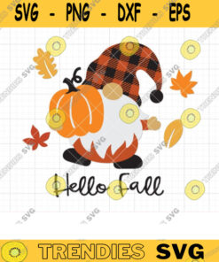 Fall Gnome With Pumpkin Svg Clipart, Thanksgiving Gnome Svg, Gnome With Pumpkin Svg, Sublimation, Hello Fall Gnome Svg Cut File Png Clipart