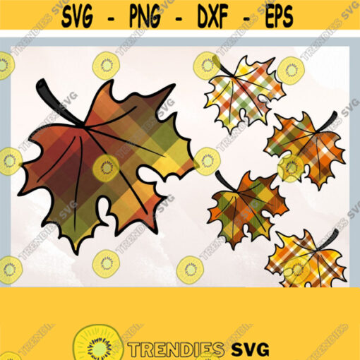 Fall Leaves Sublimation Leaf Bundle Clipart Plaid Leaves png Autumn Leaves Clipart