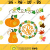Fall Pumpkin Leafs Leaves Cuttable Design Thanksgiving SVG PNG DXF eps Designs Cameo File Silhouette Design 1448