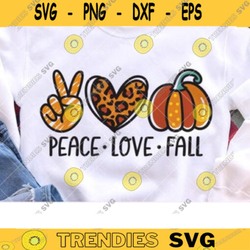 Fall SVG Peace Love Fall Autumn Leopard Print Pumpkin Maple Leaf Sublimation PNG Clipart Svg Dxf Cut Files for Cricut Commercial Use copy
