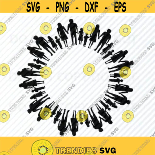 Family Circle 1 SVG Family Vector Images People Silhouette Clip Art People SVG Files For Cricut Eps Png dxf Stencil ClipArt persn Image Design 226