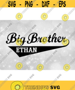 Family Clipart Bold Black Fancy Words Big Brother with Baseball Style Swoosh Blank Space to Add Your Text Digital Download SVGPNG Design 1616