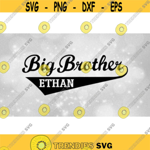 Family Clipart Bold Black Fancy Words Big Brother with Baseball Style Swoosh Blank Space to Add Your Text Digital Download SVGPNG Design 1616