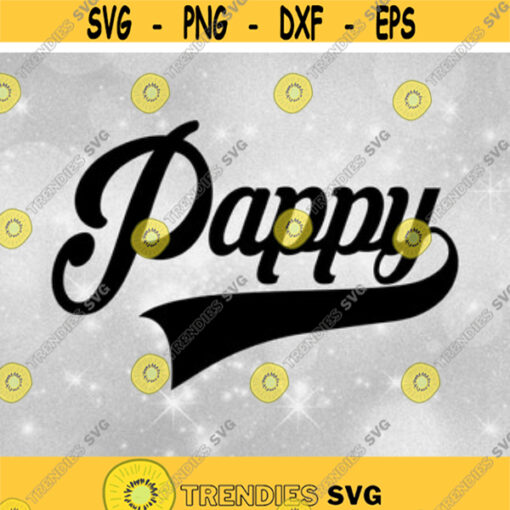 Family Clipart Grandfathers Simple Word Pappy in Fancy Type with Baseball Style Curved Swoosh Underline Digital Download SVG PNG Design 214