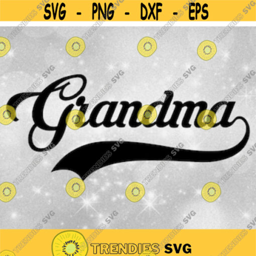Family Clipart Grandmothers Simple Word Grandma in Fancy Type with Baseball Style Curved Swoosh Underline Digital Download SVG PNG Design 320