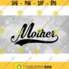 Family Clipart Mothers or Moms Word Mother in Fancy Type with Baseball Style Curved Swoosh Underline Digital Download SVG PNG Design 1092