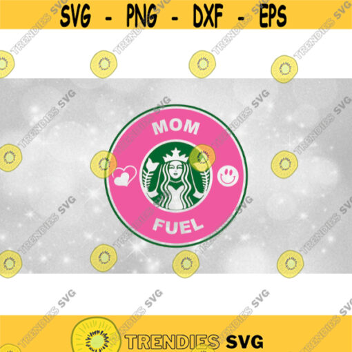 Family Clipart PinkGreen Mom Fuel with Hearts Embracing and Smiley Face Logo Spoof Inspired by Coffee Shop Digital Download SVGPNG Design 1483