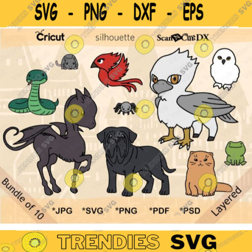 Fantastic Chibi Beasts Clipart Bundle svg jpg png psd pdf Cute Magical Pets School of Magic Creatures Cut File Layered by Color
