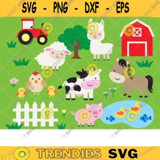 Farm Animal SVG DXF Clipart Cow Horse Sheep Pig Llama Chicken Barn Tractor Ranch Cut Files for Cricut Vector Clip Art Commercial Use copy