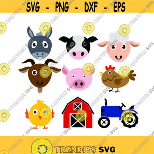 Farm Barn Cow Sheep Pig Goat Donkey Animal Cuttable Design Pack SVG PNG DXF eps Designs Cameo File Silhouette Design 903