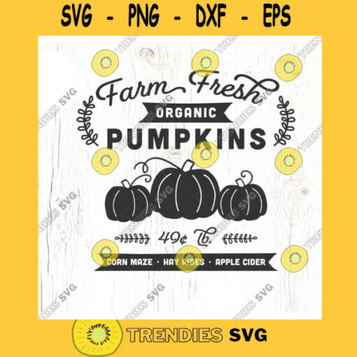 Farm Fresh Organic Pumpkins SVG cut file retro Fall svg retro Pumpkin Patch svg farmhouse Halloween svg Commercial Use Digital File