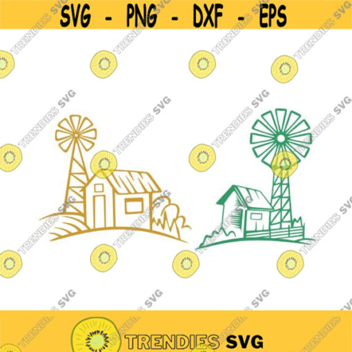 Farm Windmill Barn Cuttable Design SVG PNG DXF eps Designs Cameo File Silhouette Design 368